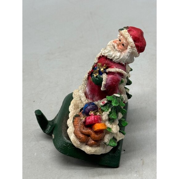 Vintage Christmas Santa Claus Metal Stocking Holder With Painted Details READ - Picture 5 of 6